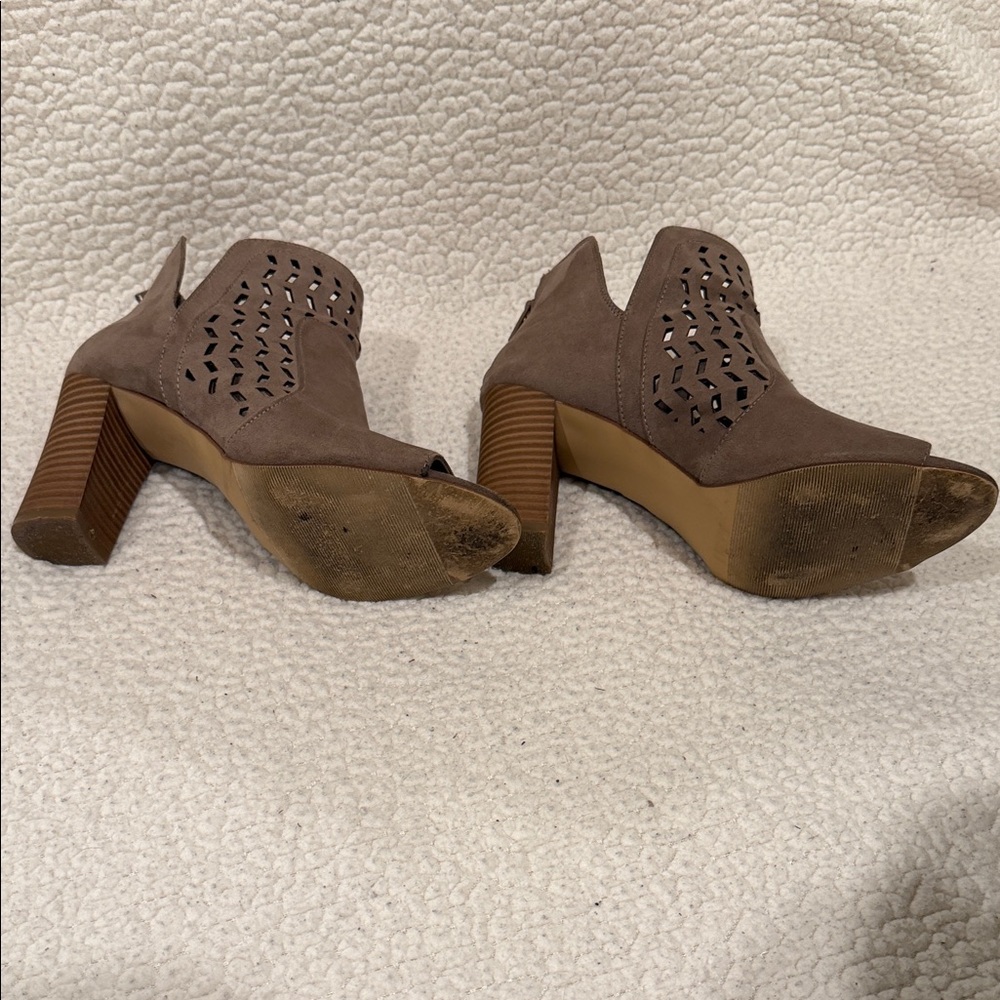 Madden Girl Taupe Cutout Heeled Boots - Picture 4 of 7